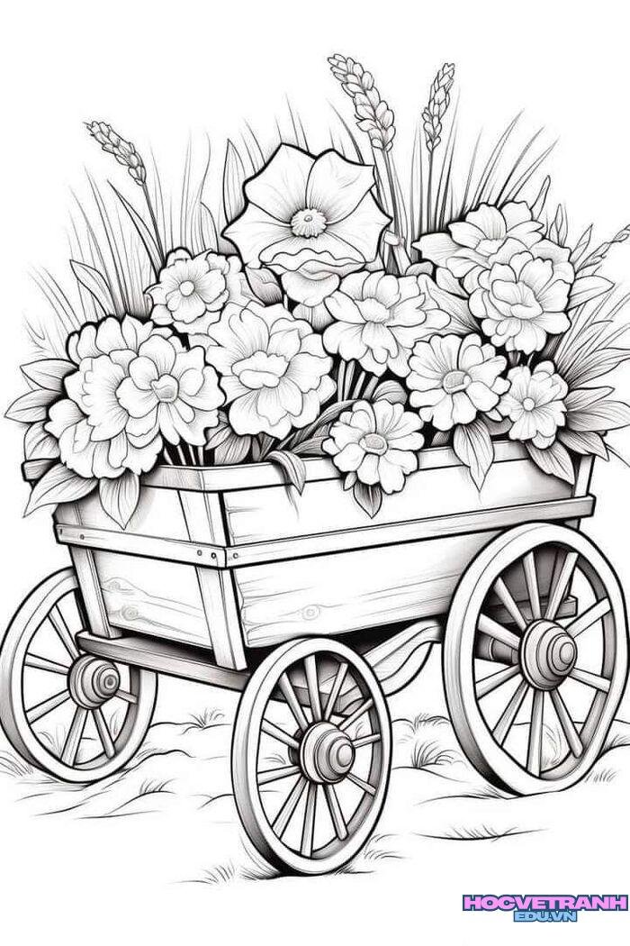 tranh tô màu bông hoa đẹp hd full