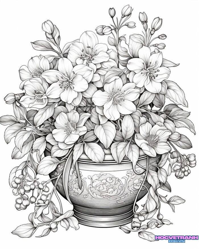 tranh tô màu bông hoa đẹp hd