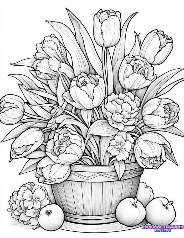 tranh tô màu bông hoa full hd