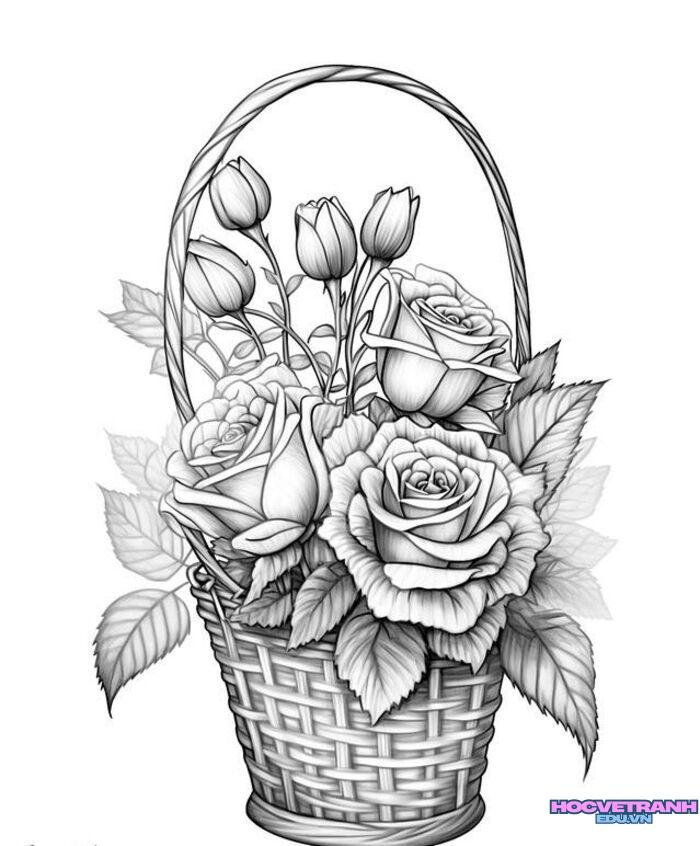 tranh tô màu bông hoa full