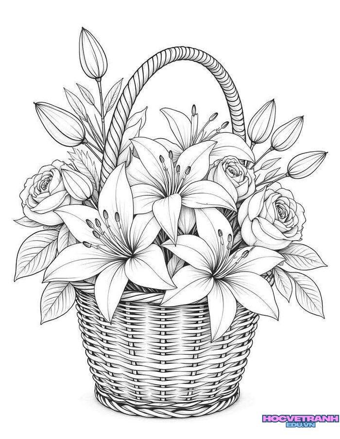 tranh tô màu bông hoa hd full