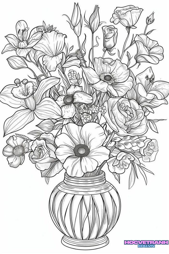 tranh tô màu bông hoa hd