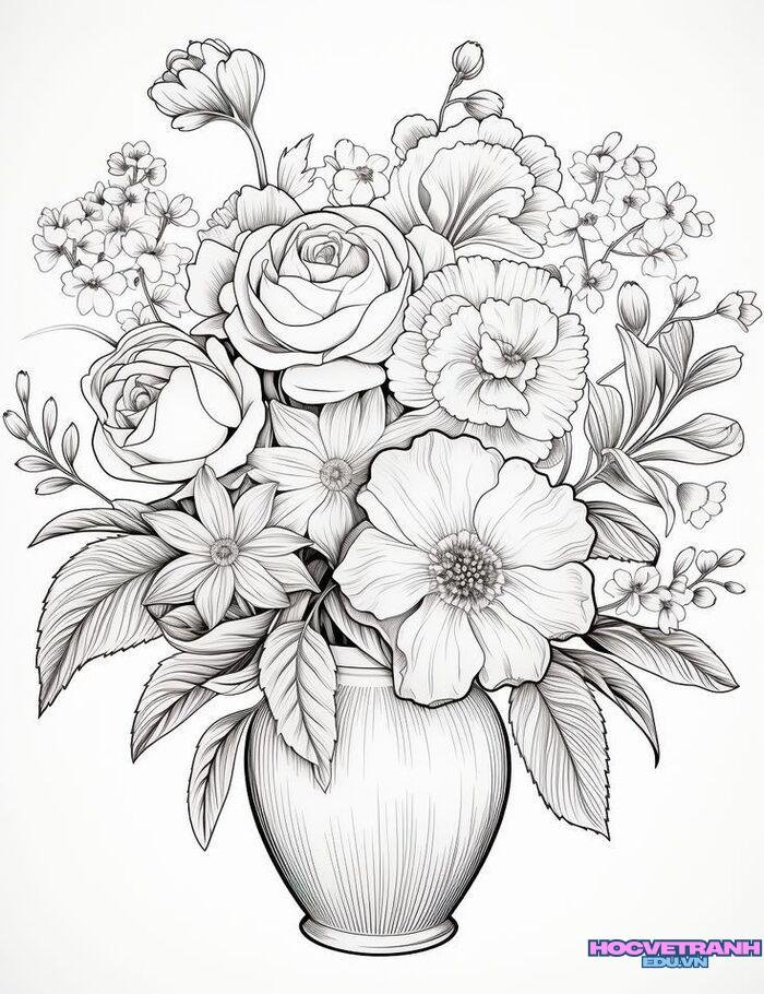 tranh tô màu bông hoa
