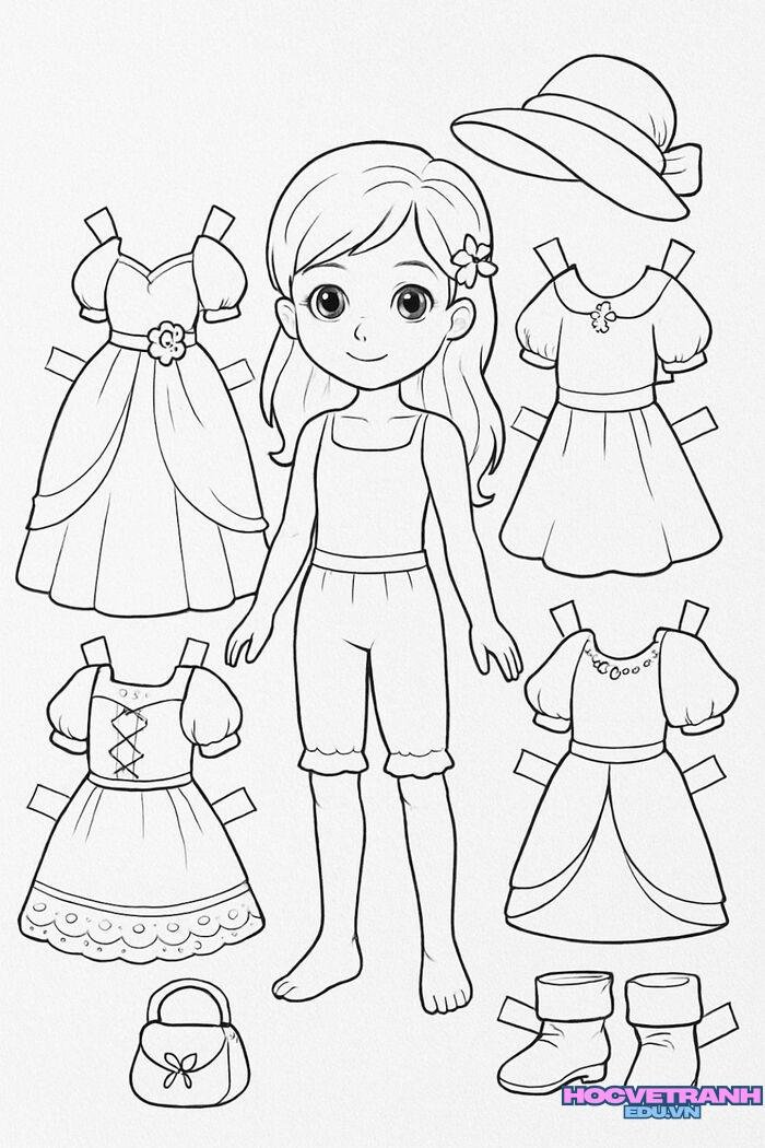 tranh tô màu búp bê 3k