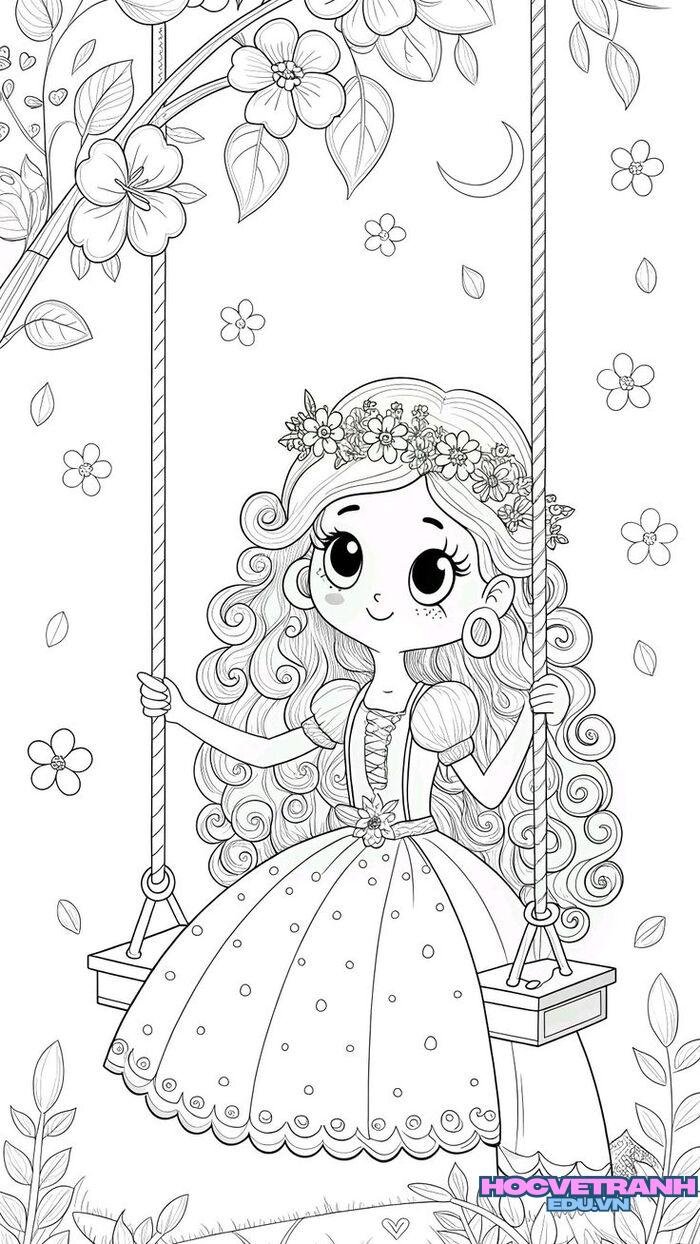 tranh tô màu búp bê 4k