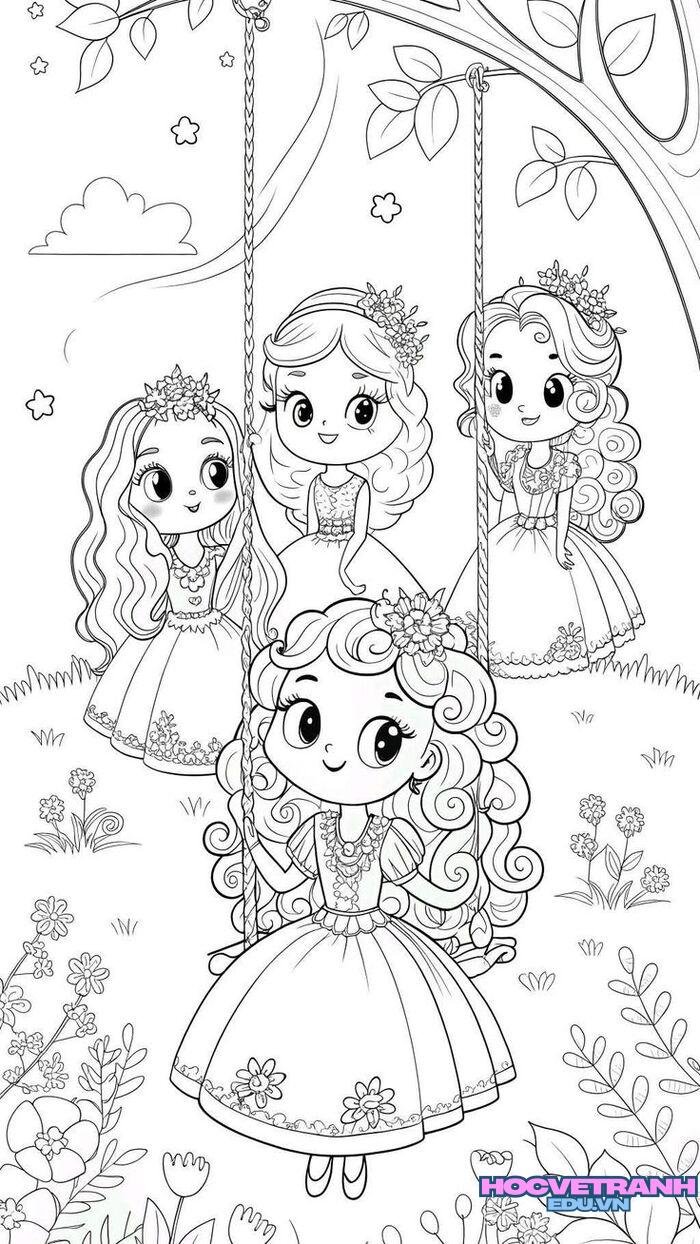 tranh tô màu búp bê 5k