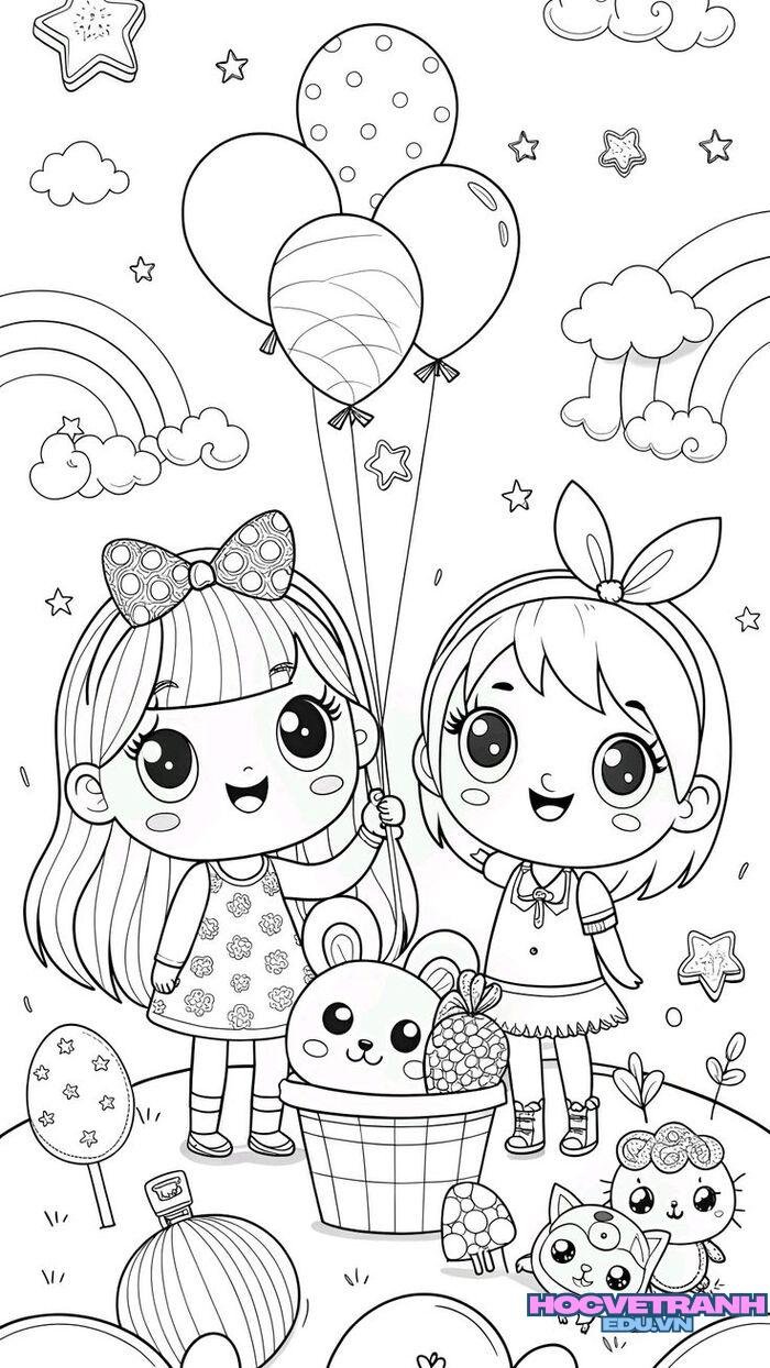 tranh tô màu búp bê đẹp 3d