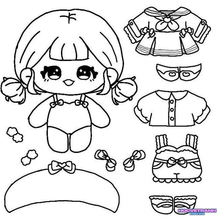 tranh tô màu búp bê đẹp 3k