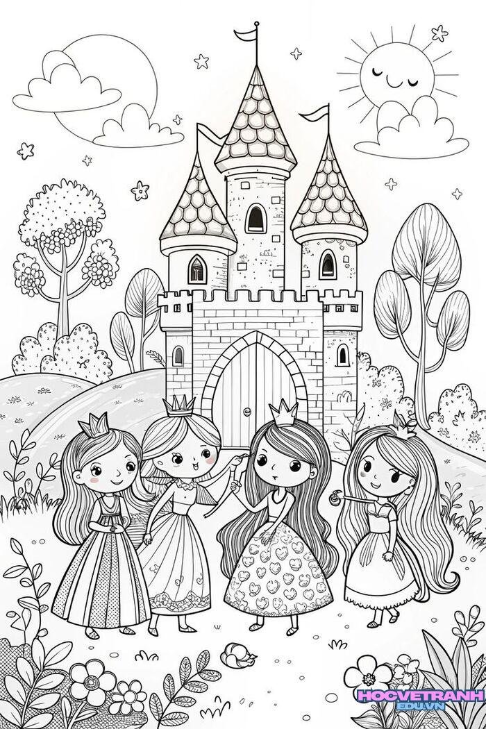 tranh tô màu búp bê đẹp 3s