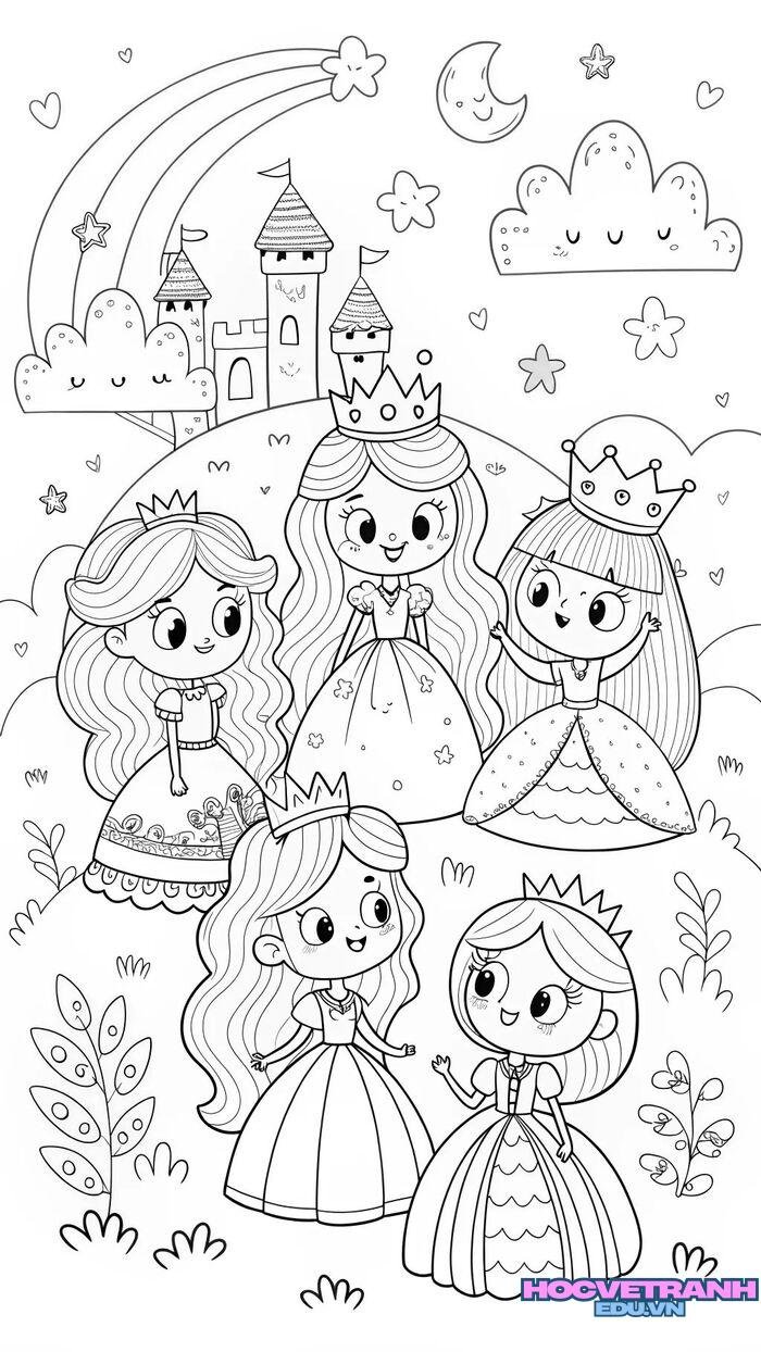 tranh tô màu búp bê đẹp 4d