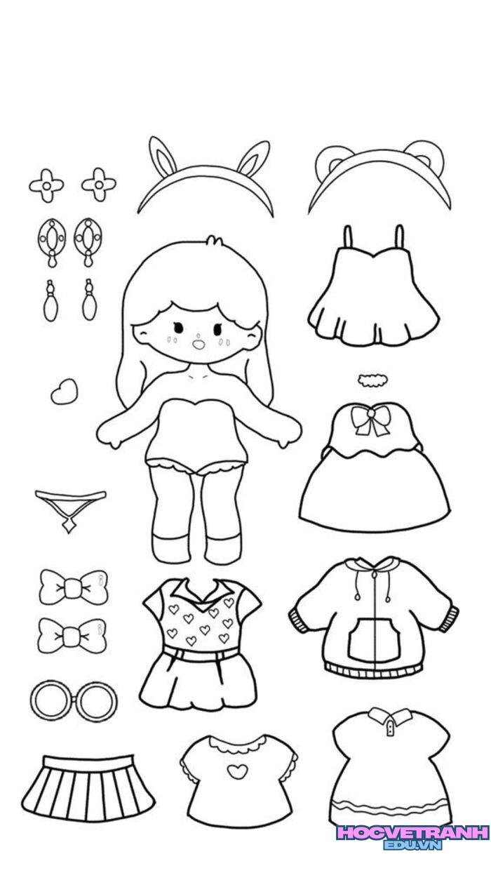 tranh tô màu búp bê đẹp 5k