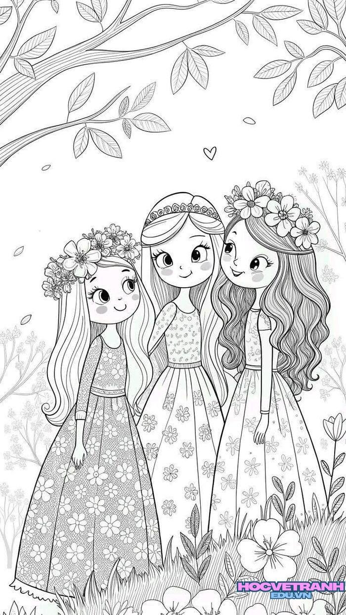 tranh tô màu búp bê đẹp full