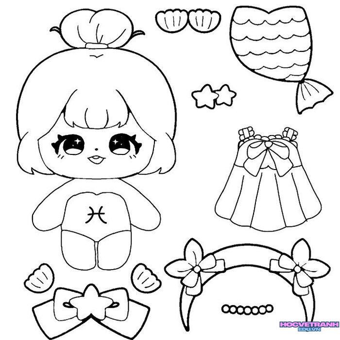 tranh tô màu búp bê đẹp
