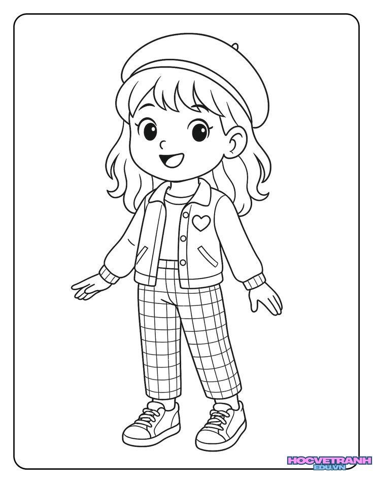 tranh tô màu búp bê gái
