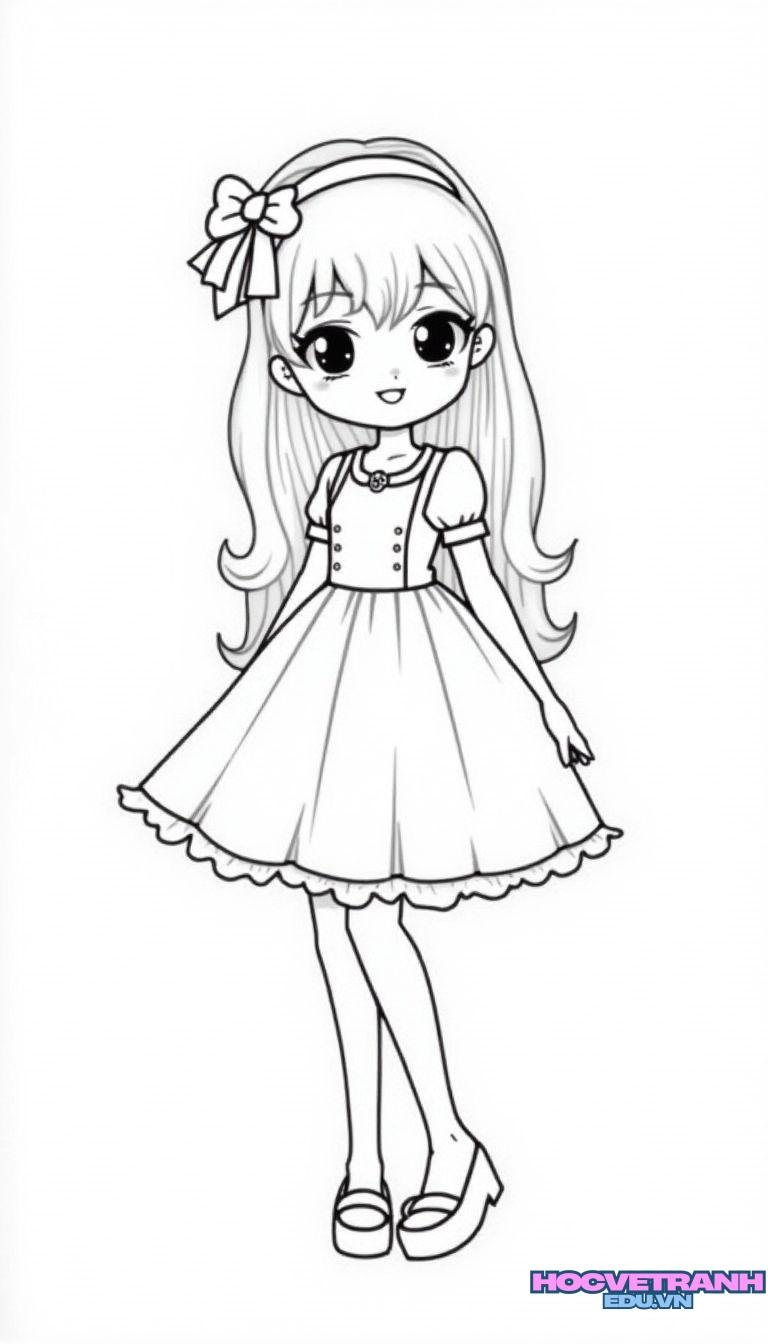 tranh tô màu búp bê giấy
