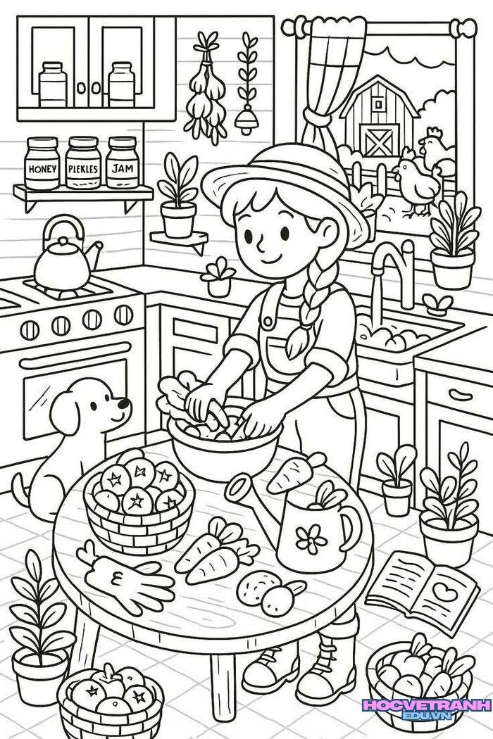 tranh tô màu búp bê giấy 3k full