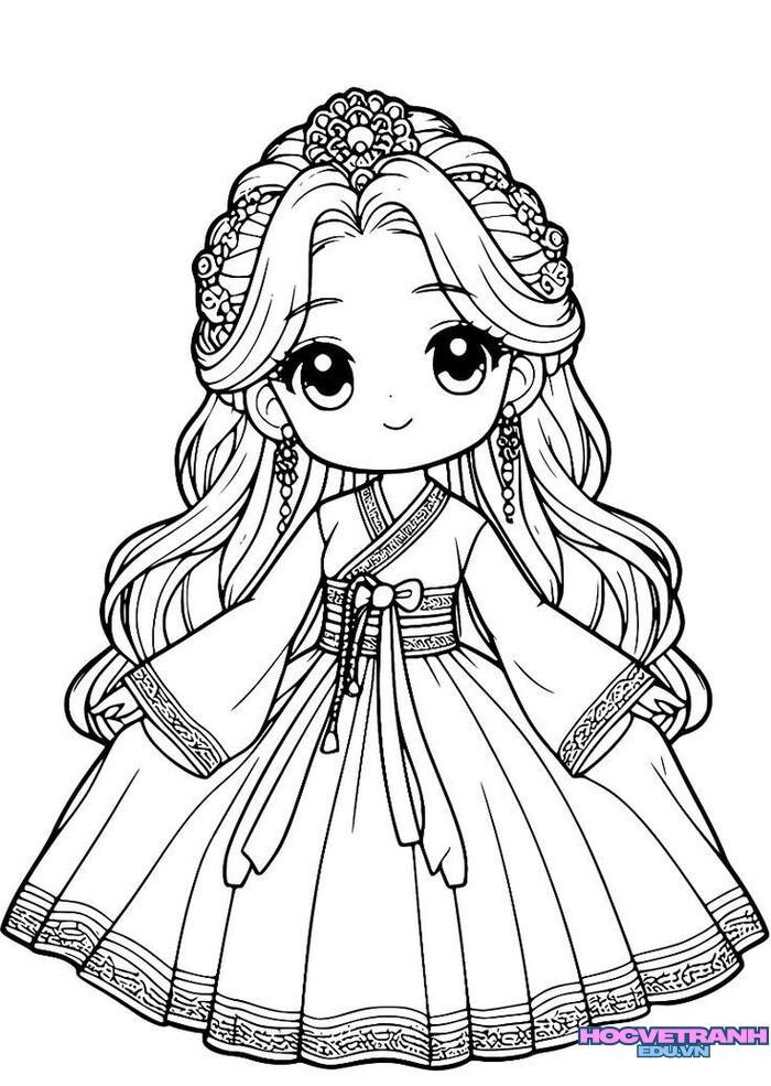 tranh tô màu búp bê giấy 5k full