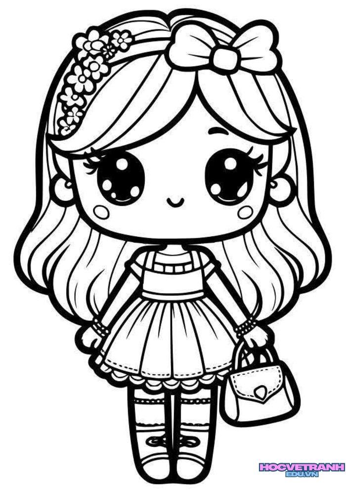 tranh tô màu búp bê giấy đẹp full
