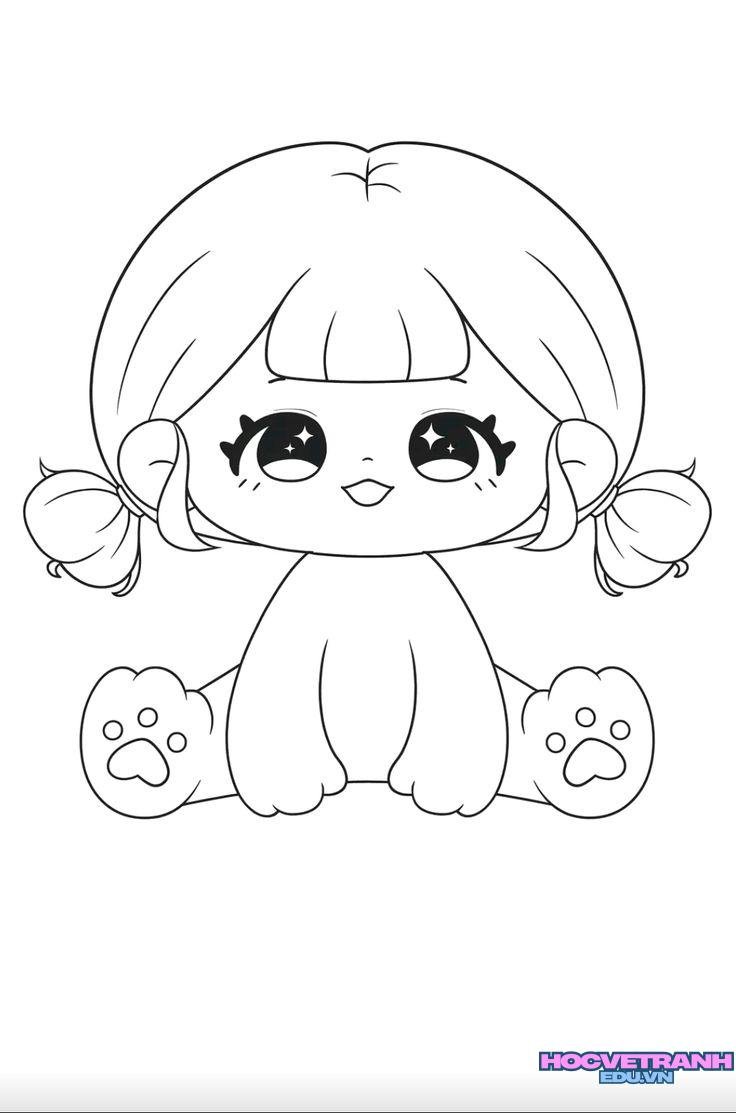 tranh tô màu búp bê giấy gái