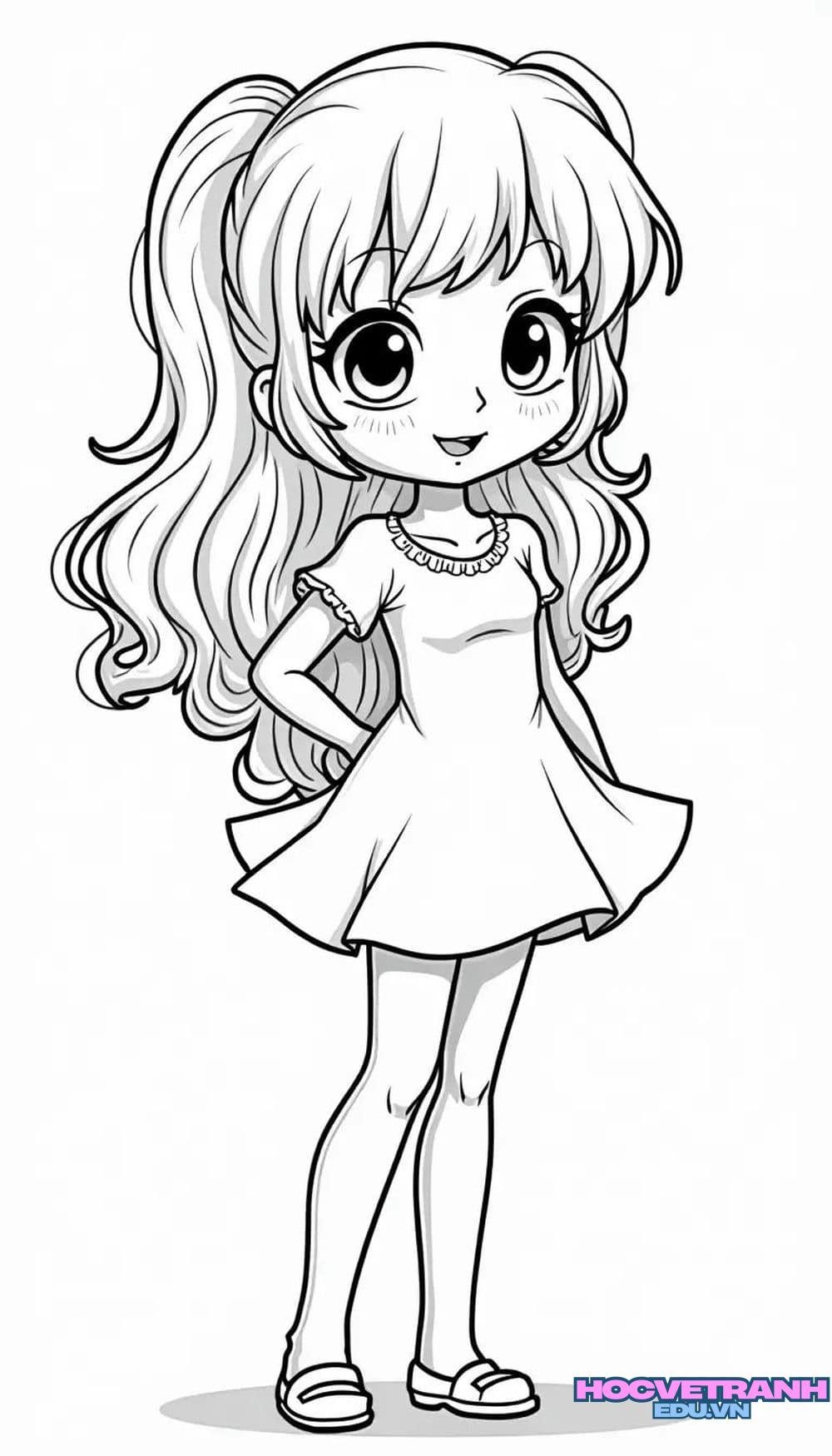 tranh tô màu búp bê giấy ngộ