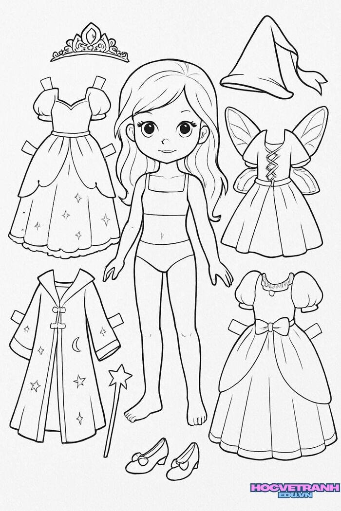 tranh tô màu búp bê hd full