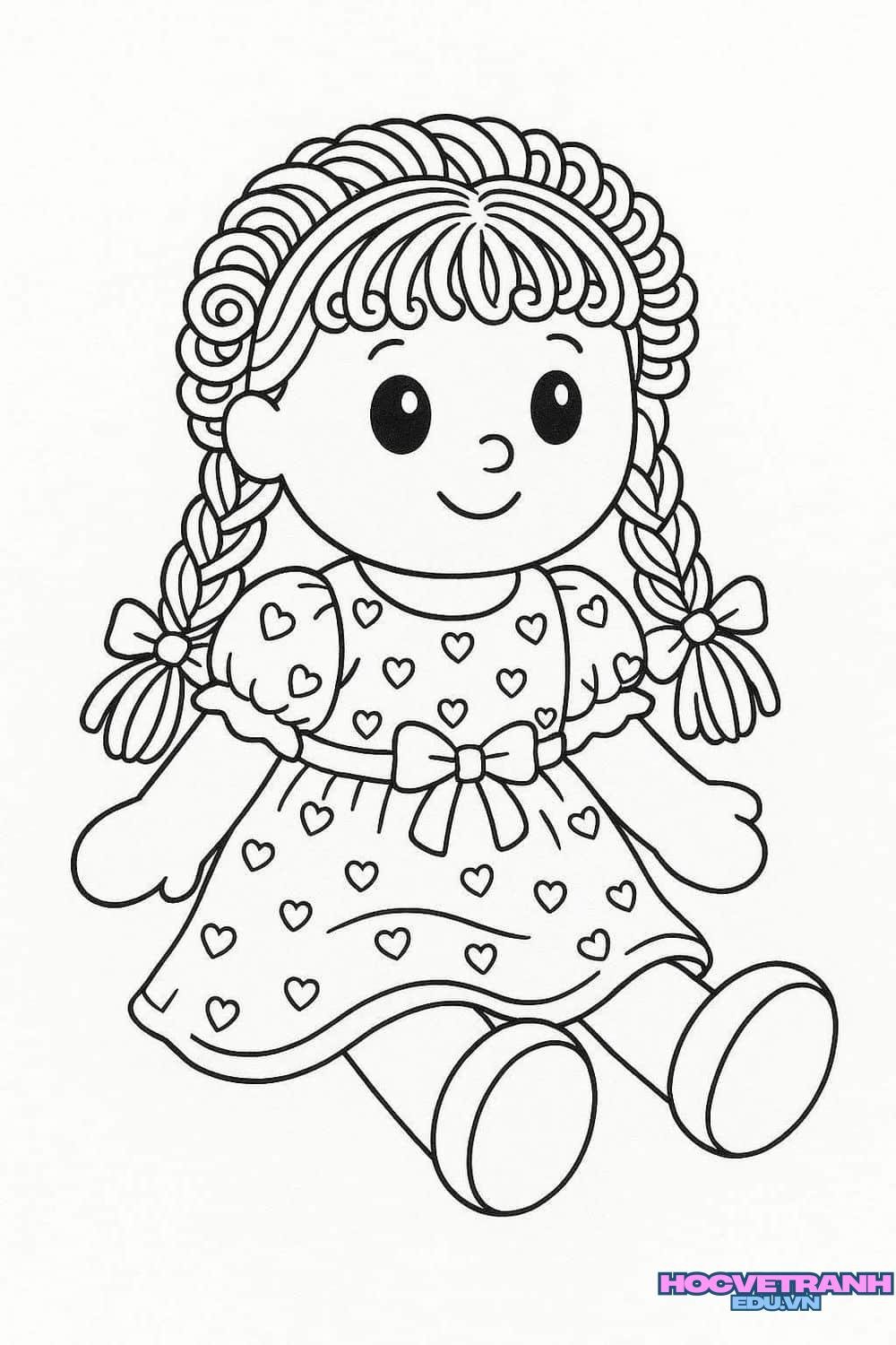 tranh tô màu búp bê tóc