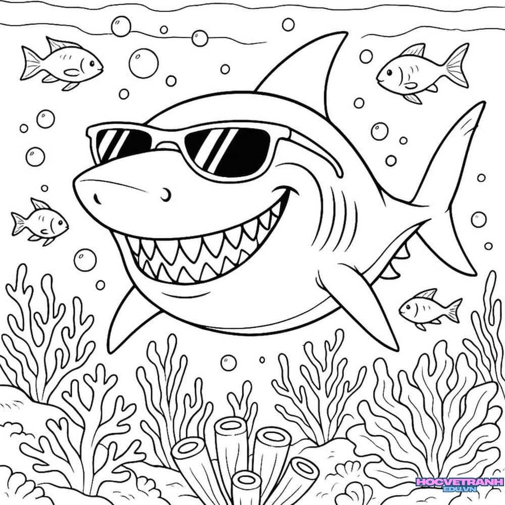 tranh tô màu cá mập