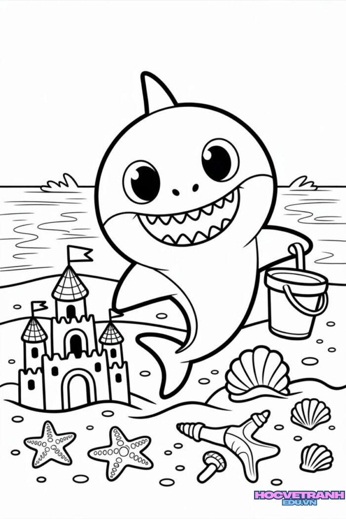 tranh tô màu cá mập 4s