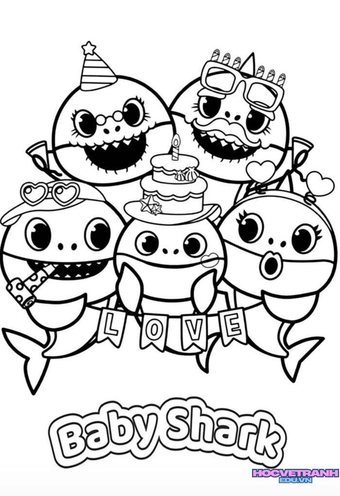 tranh tô màu cá mập 5k