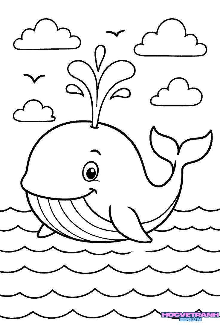 tranh tô màu cá mập đẹp