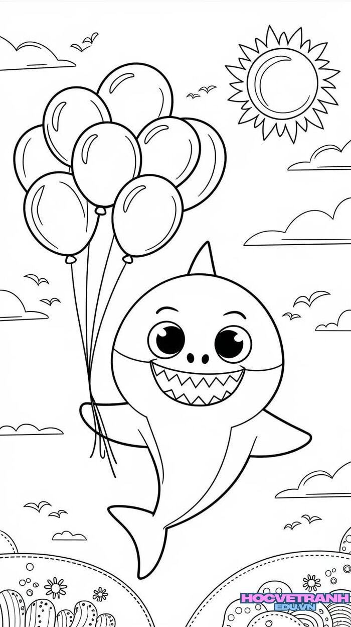 tranh tô màu cá mập đẹp 5k