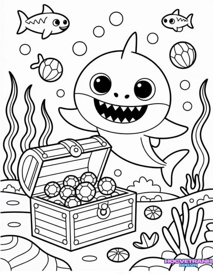 tranh tô màu cá mập full