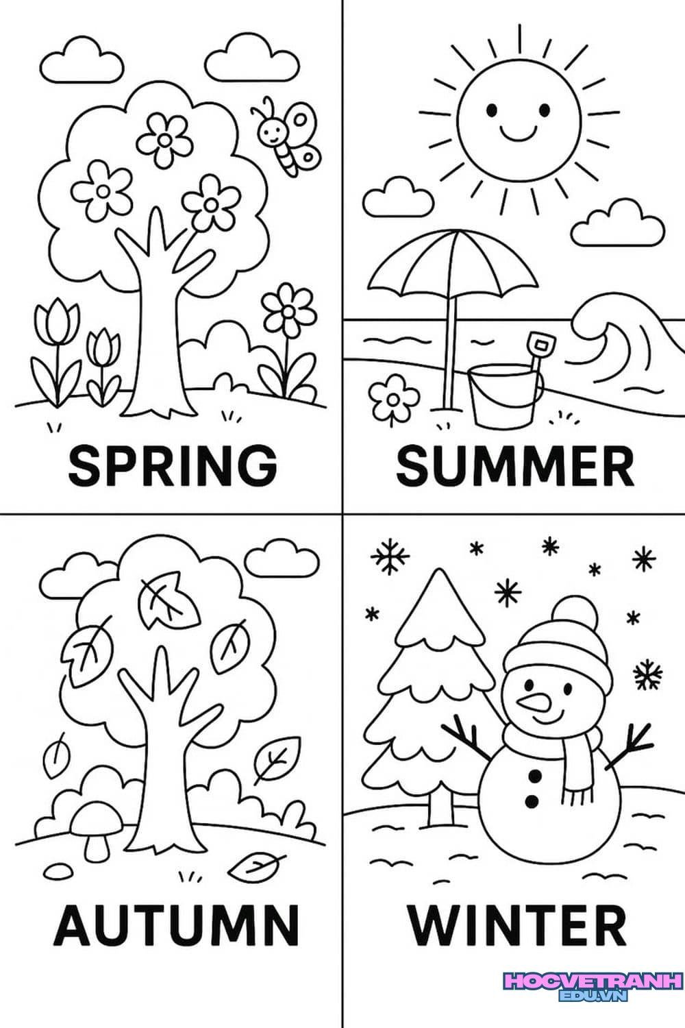 tranh tô màu các mùa thu