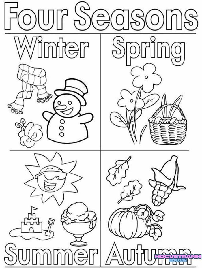 tranh tô màu các mùa trong năm siêu cute