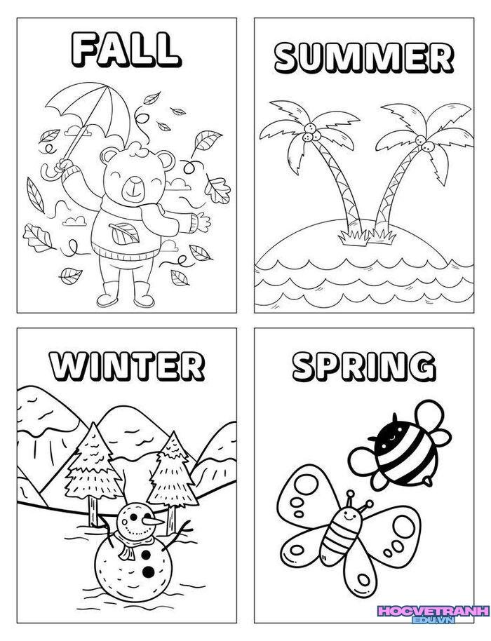 tranh tô màu các mùa trong năm