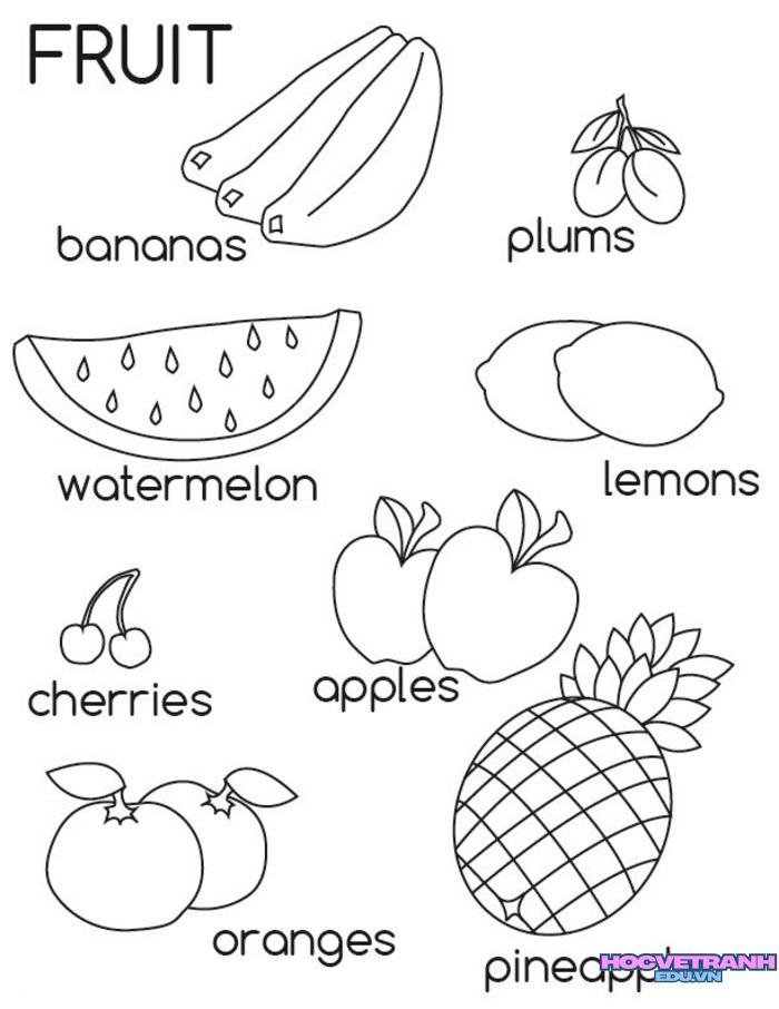 tranh tô màu các nhóm thực phẩm cho bé cực đẹp