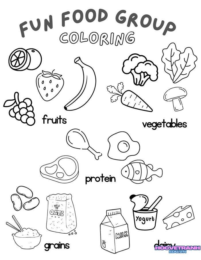 tranh tô màu các nhóm thực phẩm cho bé đẹp nhất