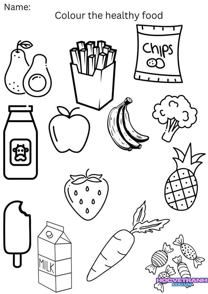tranh tô màu các nhóm thực phẩm cho bé đẹp