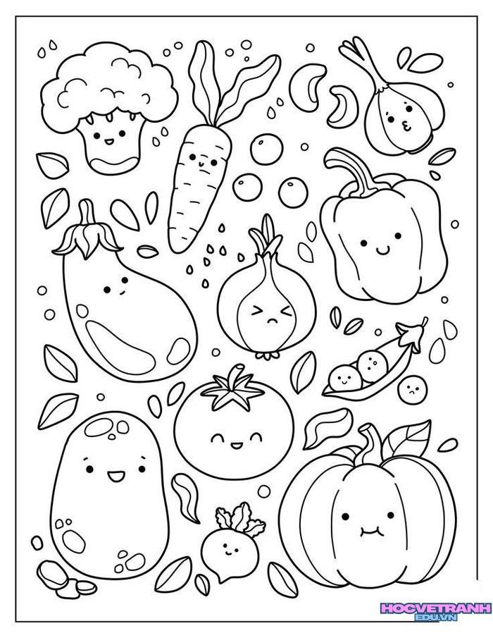 tranh tô màu các nhóm thực phẩm cho bé siêu xinh