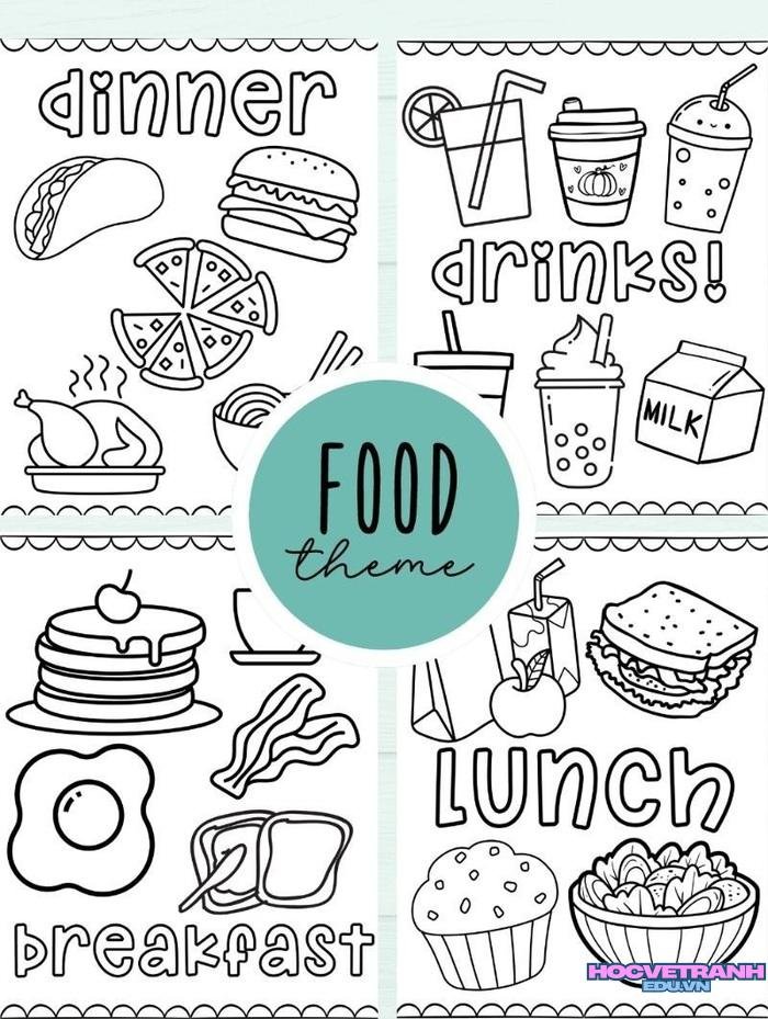 tranh tô màu các nhóm thực phẩm cho bé