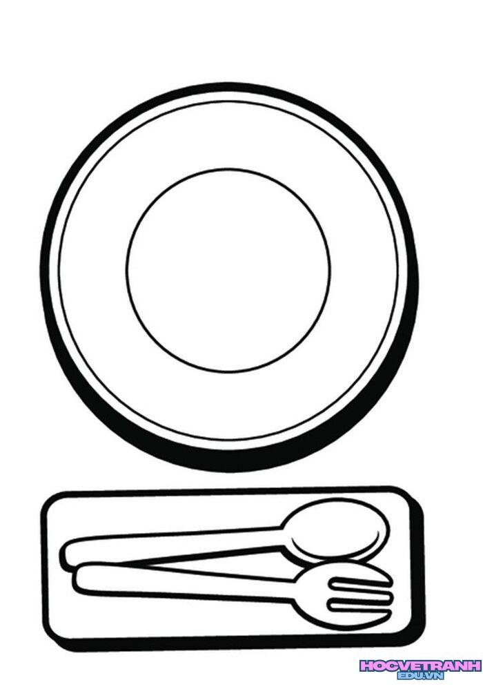 tranh tô màu cái đĩa cute