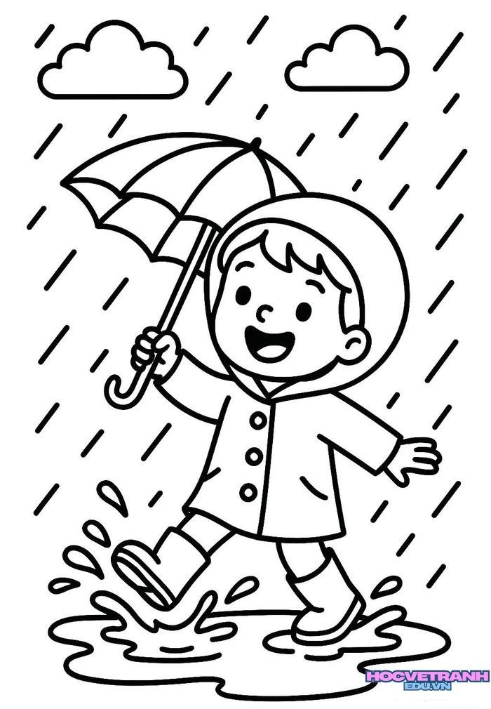 tranh tô màu cảnh trời mưa đẹp nhất