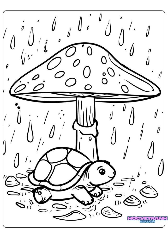 tranh tô màu cảnh trời mưa đẹp