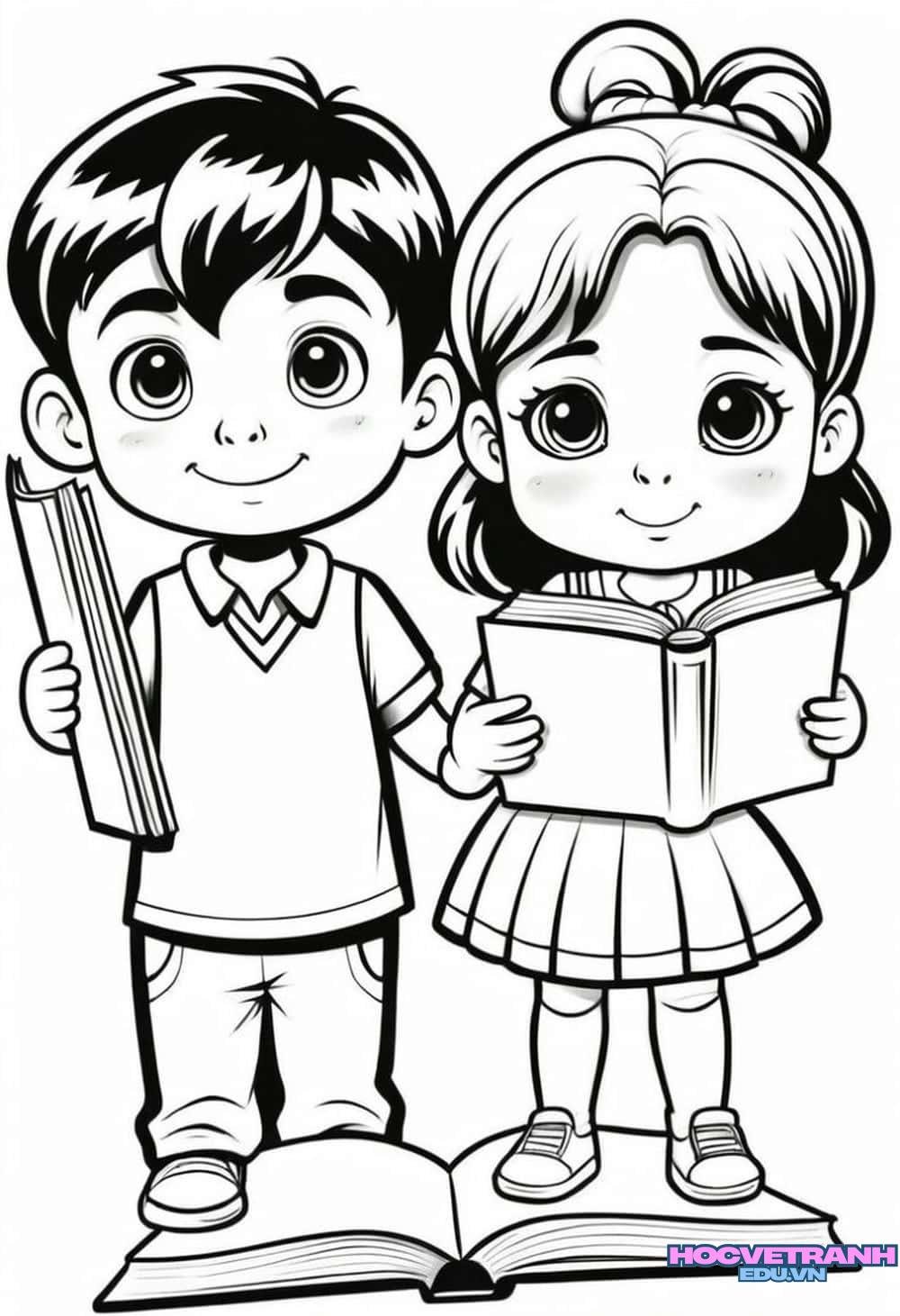 tranh tô màu cặp đôi hoạt hình