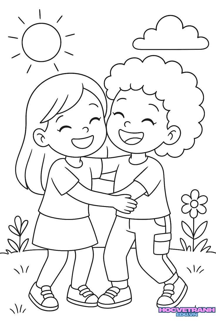 tranh tô màu cặp đôi vui nhộn