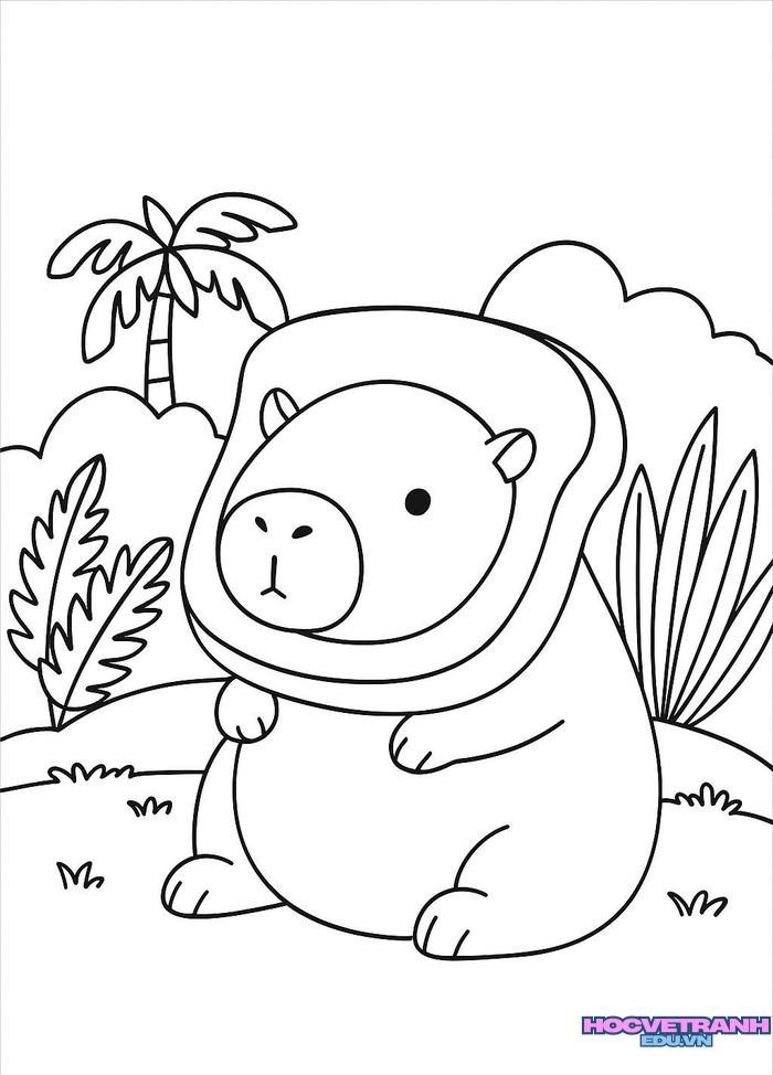 tranh tô màu capybara cute