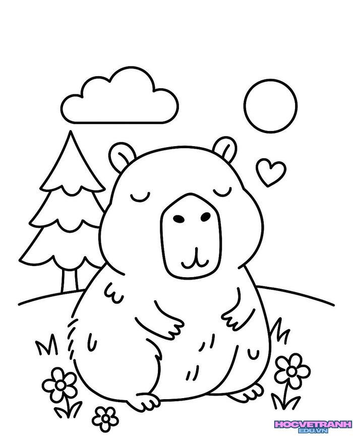 tranh tô màu capybara đáng yêu