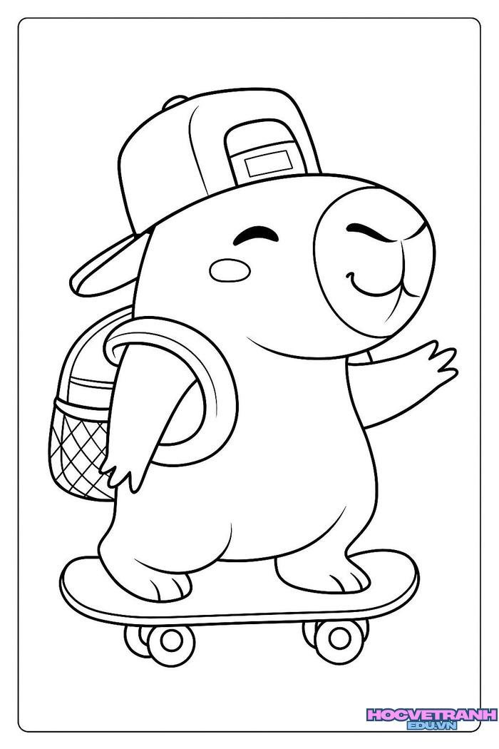tranh tô màu capybara siêu cute