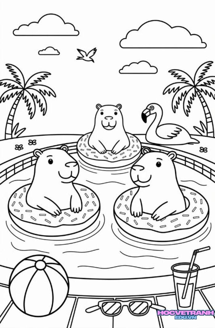 tranh tô màu capybara