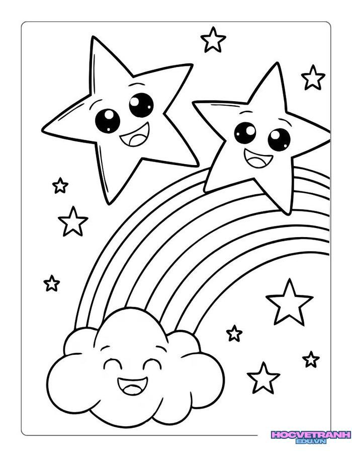tranh tô màu cầu vồng cực xinh